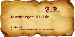 Nürnberger Miklós névjegykártya